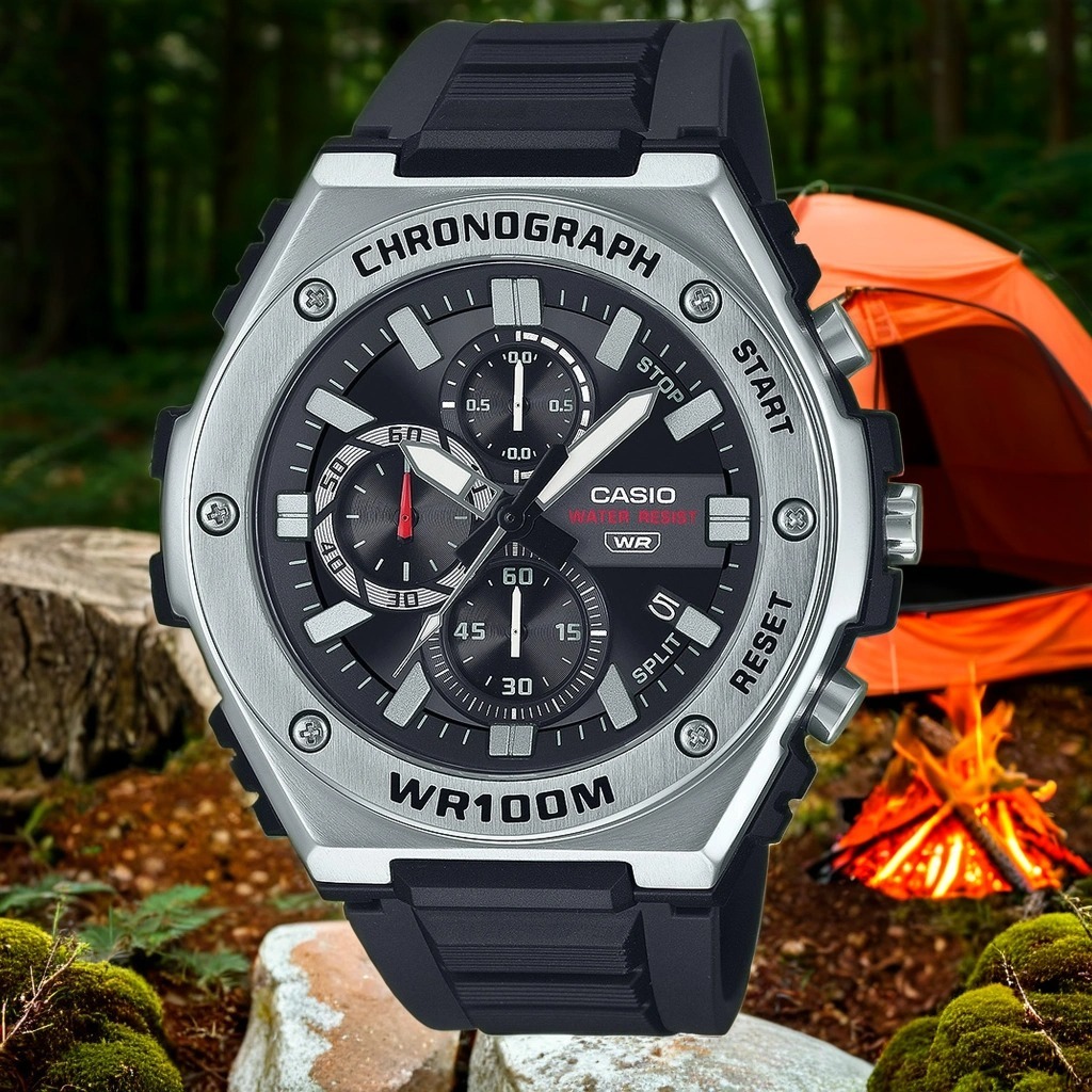 CASIO 卡西歐 運動風三眼計時手錶-黑 MWA-300H-1AV, , large