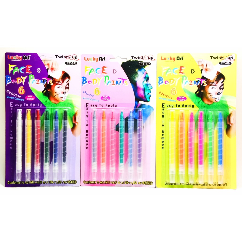 蜡藝 6色旋轉人體彩繪筆蜡藝 6色旋轉人體彩繪筆-螢光色