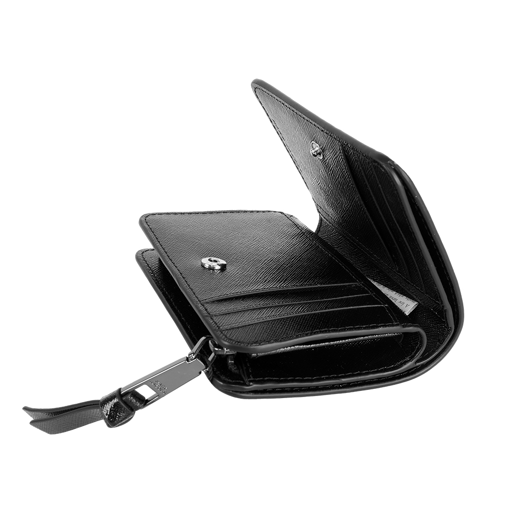 MARC  JACOBS The Snapshot 防刮皮革暗釦二折撞色短夾(白色/黑色), , large