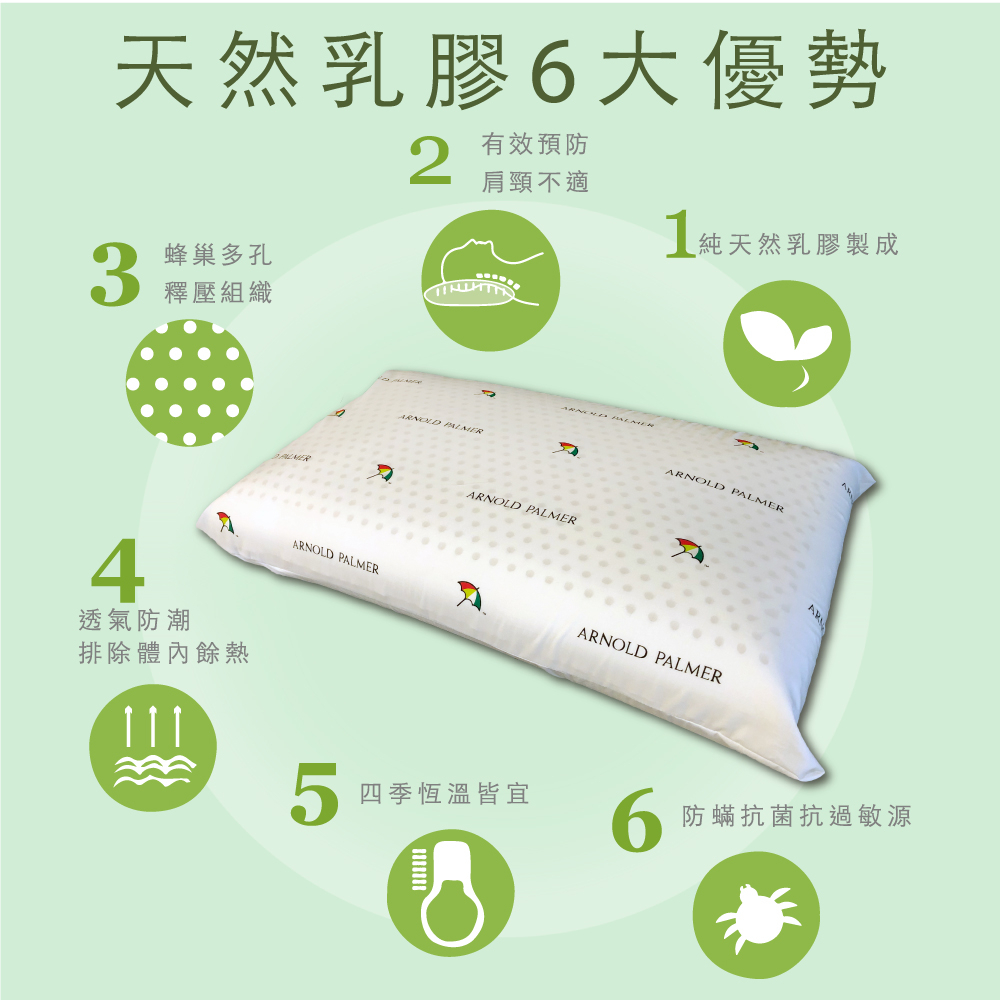 【Arnold Palmer雨傘牌】透氣立體結構棉網乳膠枕2入, , large