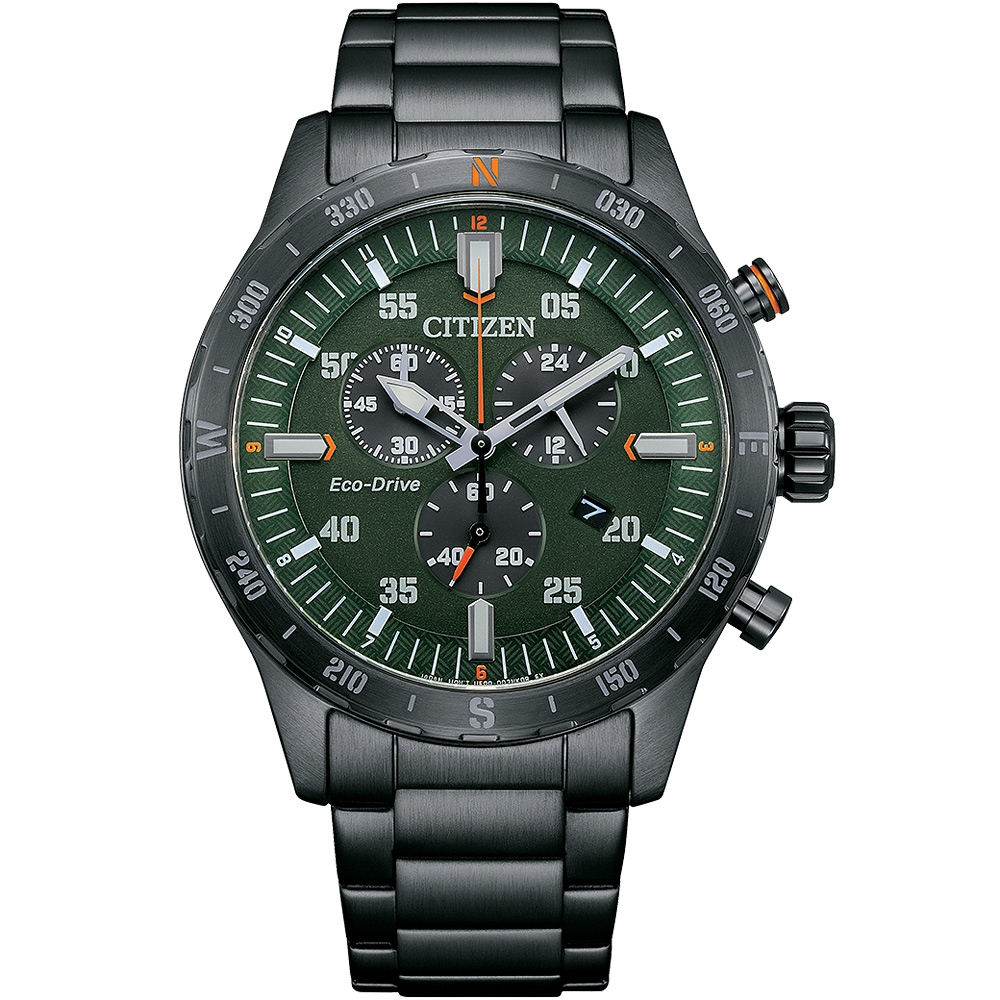 CITIZEN 星辰 光動能計時手錶-綠 AT2527-80X, , large