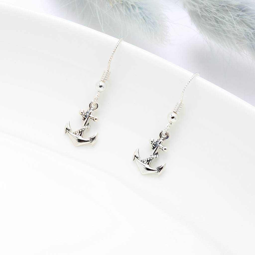 【Angel & Me】繩結 船錨 s925 純銀 耳環 耳勾 耳夾 生日 禮物, , large