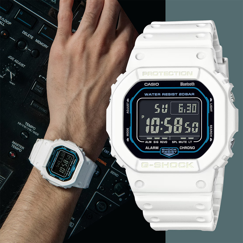 CASIO 卡西歐 G-SHOCK 星際白兵藍牙手錶 DW-B5600SF-7, , large