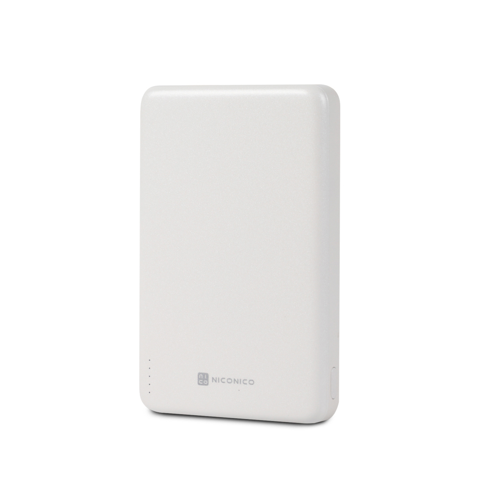 【NICONICO】 Superthin極度輕薄・磁吸行動電源(10000mAh)POT-488(珍珠白), 珍珠白, large