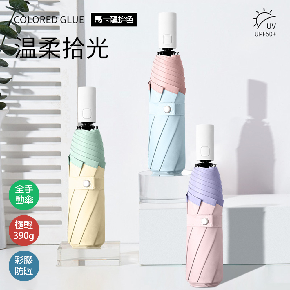 [凱得國際]KISSDIAMOND溫柔拾光晴雨兩用全手動傘KDU-345 芋泥啵啵-粉紫, , large