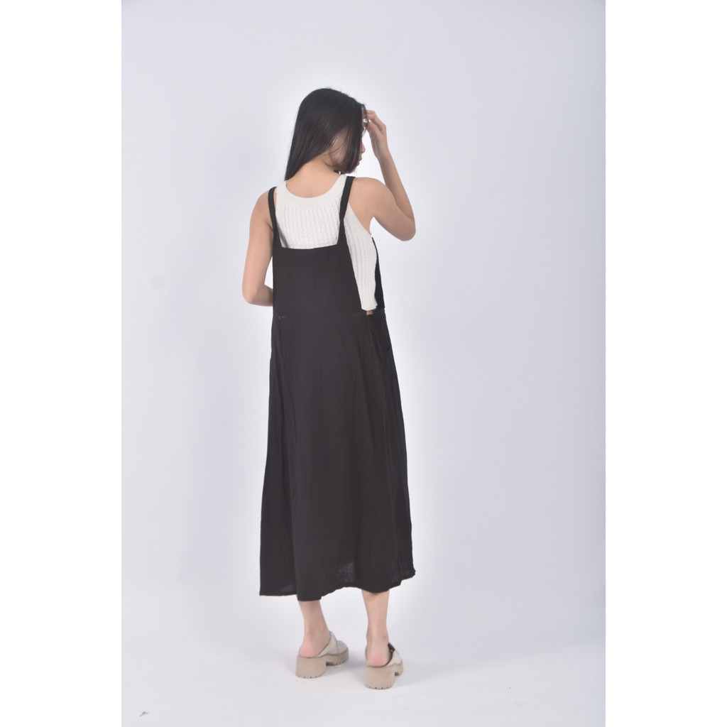 (4XL（含）以上) 質感吊帶黑色長裙二手衣, , large