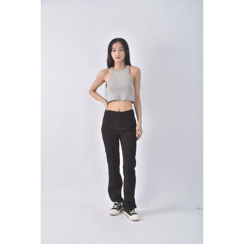 (M) 西裝直筒黑色長褲二手衣, , large