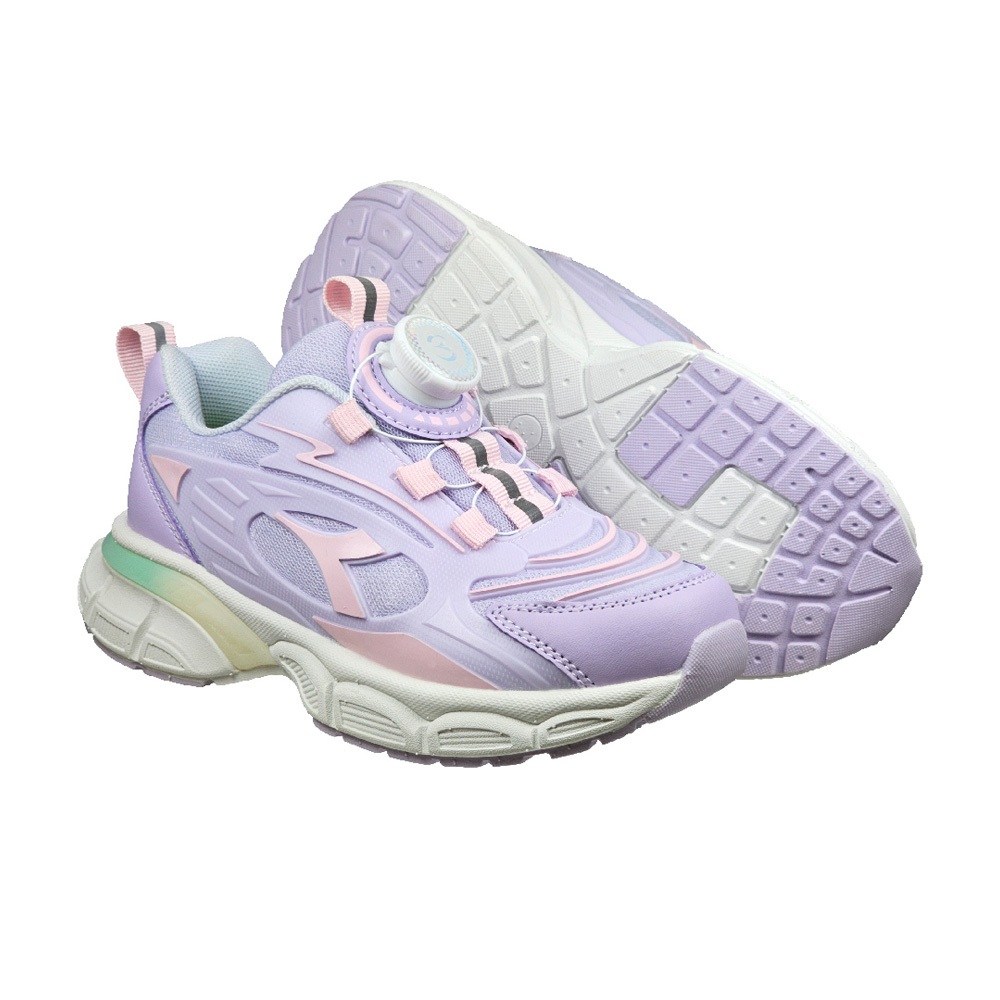 DIADORA迪亞多那 時尚兒童咔咔扣鞋 童運動鞋 童鞋 寬楦 輕量 吸震 保護後跟 抗菌 除臭 耐磨 防滑 黑黃 粉紫, , large