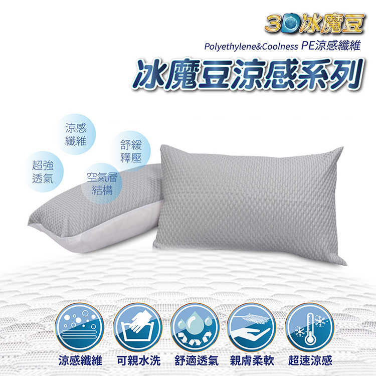 VICTORIA_3D冰魔豆枕套2入-灰