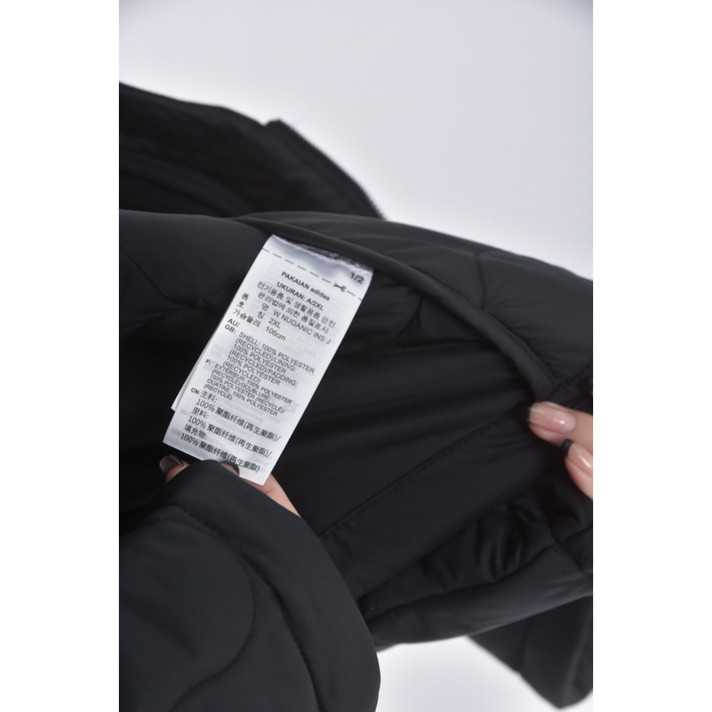 (XL) adidas質感修身短版麵包黑色外套二手衣, , large