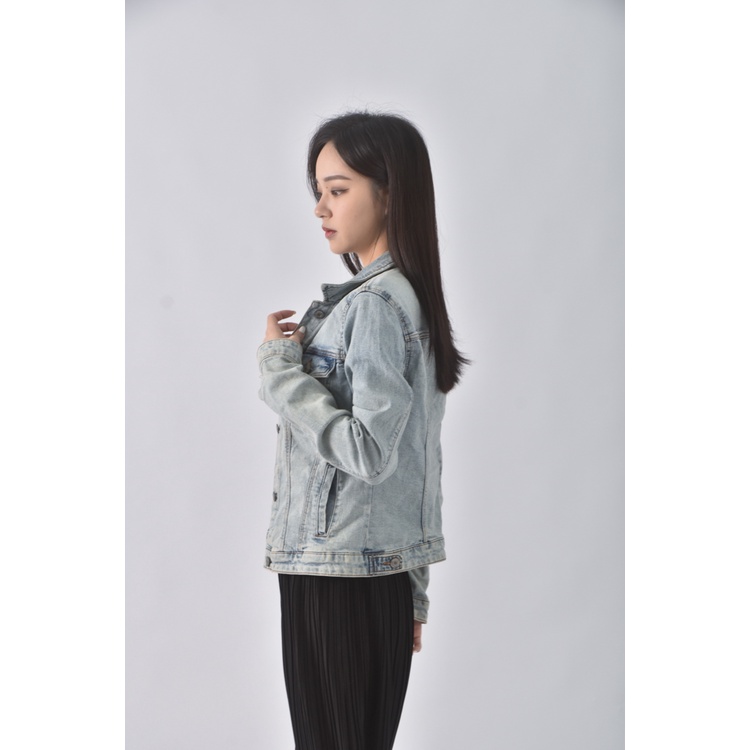 (S) bershka丹寧牛仔排扣藍色外套二手衣, , large