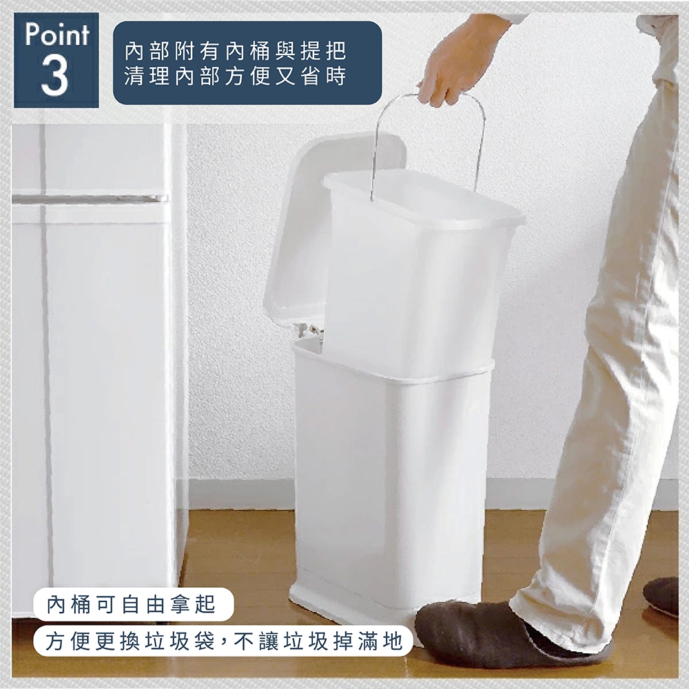 【this-this】日本RISU｜H&H方型踩踏垃圾桶 15L, , large