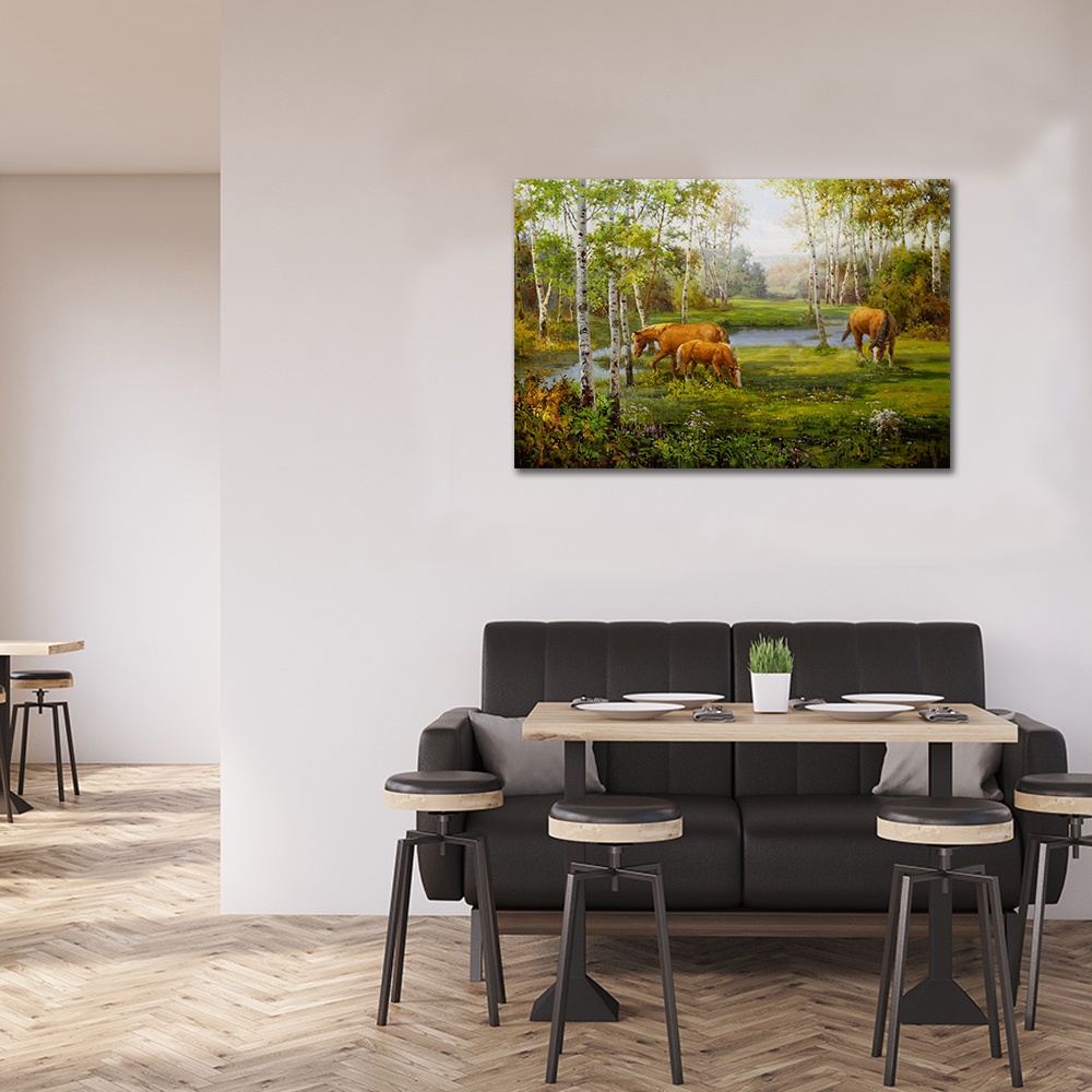 【御畫房】湖畔風光 國家一級畫師手繪油畫60×90cm(VF-15), , large
