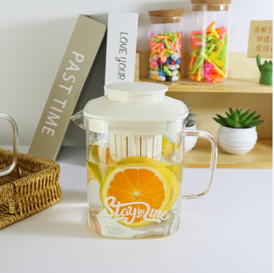 White 850ml Square Glass Teapot with Independent Infuser , , large