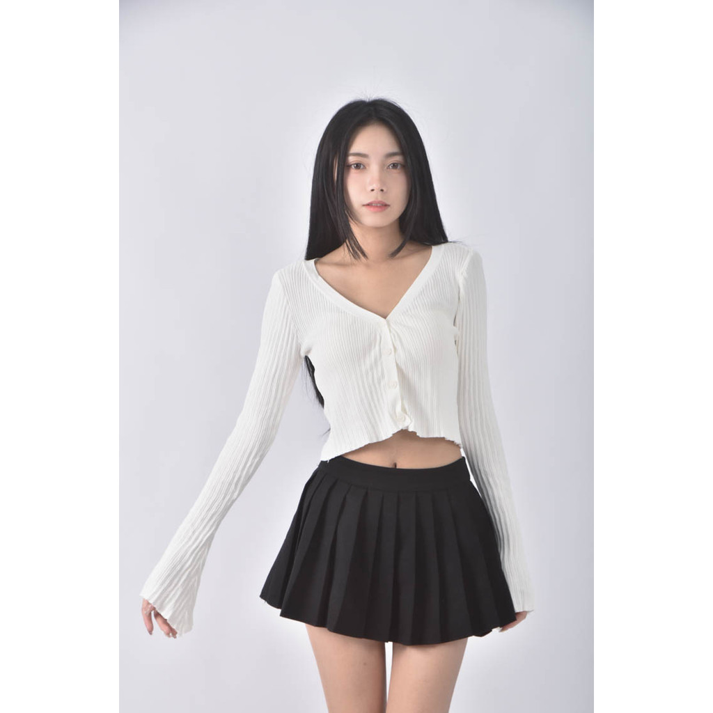 (S) girlsmonday排扣白色長袖上衣二手衣, , large