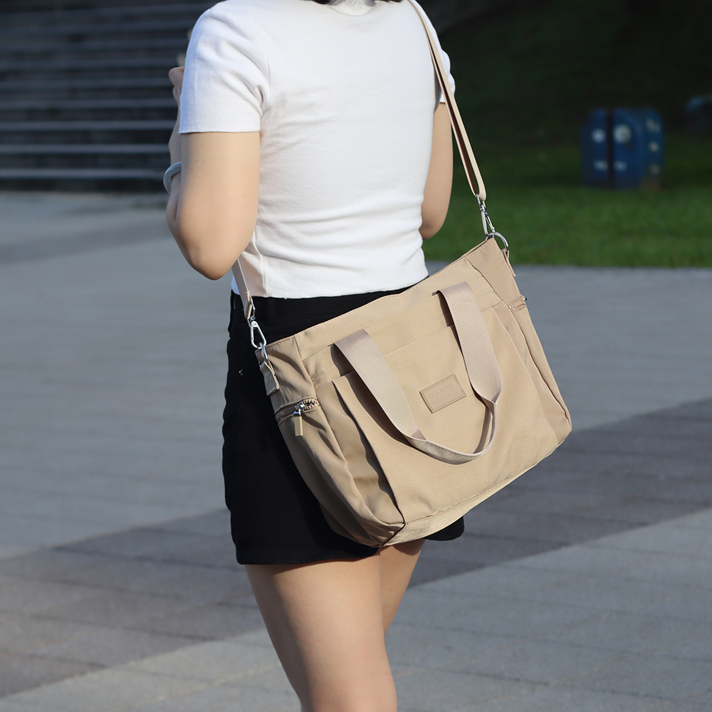 【MQ】FRIEDA Three-way multi-layer tote bag, 奶茶色, large