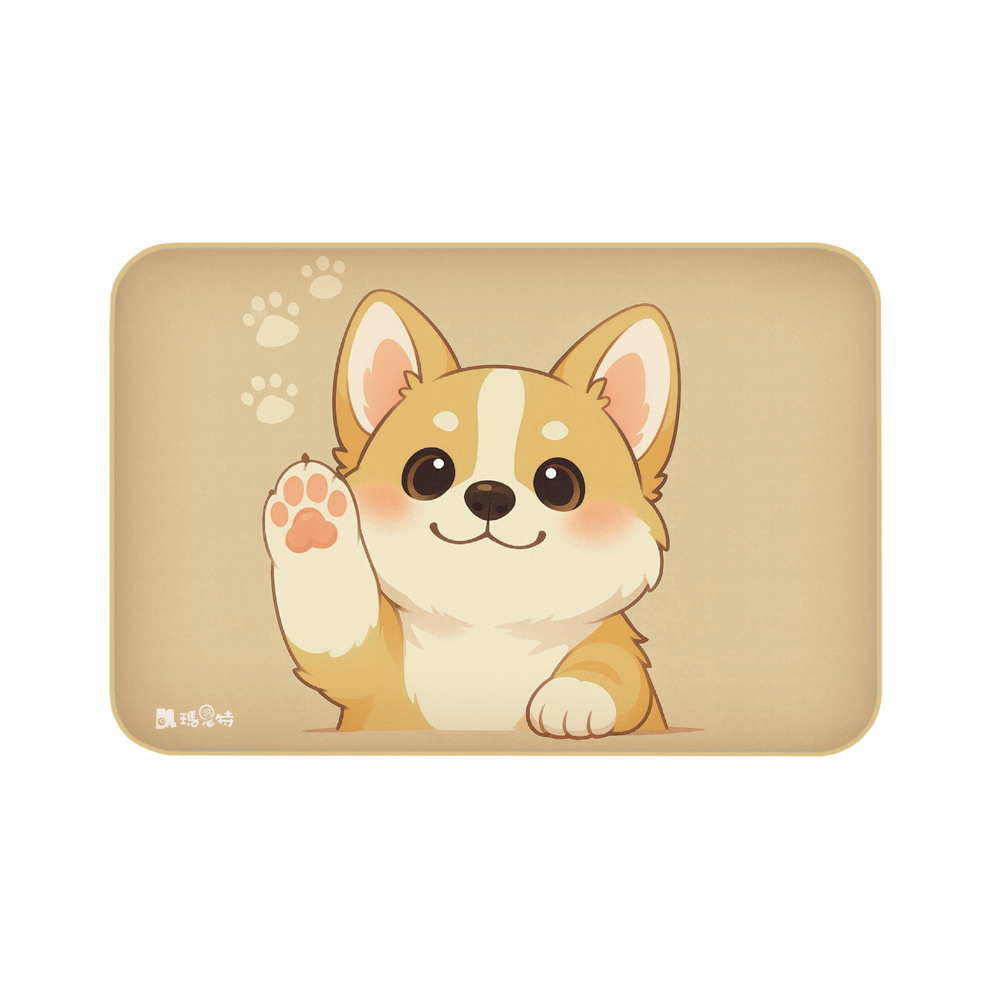 【Monster】 Soft Diatomaceous Earth Absorbent Mat &ndash; Cute Dog Series (60x40cm) &ndash; Waving Corgi