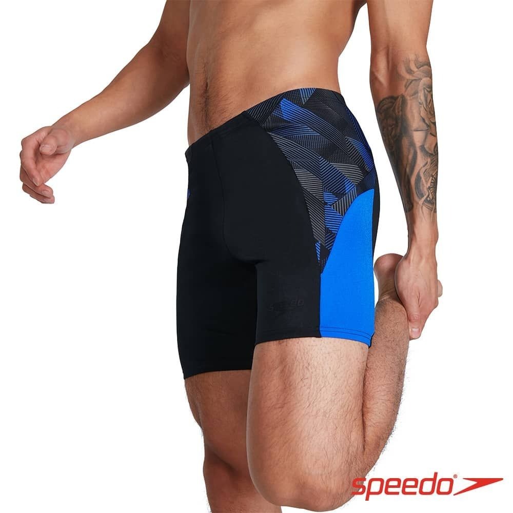 [秉宸] SPEEDO Chevron Splice 成人男性 運動即膝泳褲 黑藍 SD813445H037 23FWO, , large