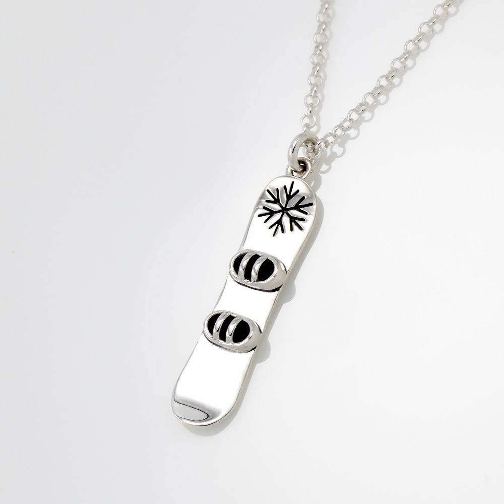 【Angel & Me】3D 滑雪板 s925 純銀項鍊 滑雪 運動 聖誕節禮物, , large