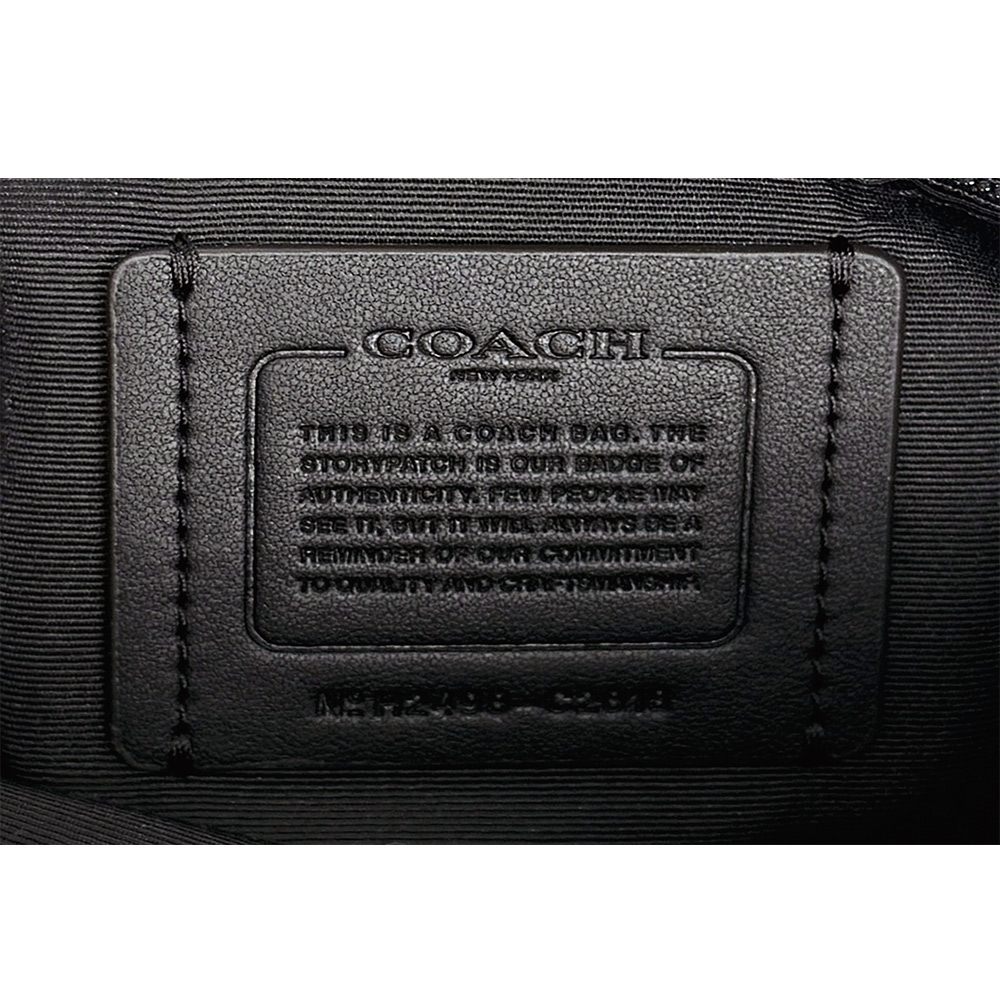 COACH Val 黑字荔枝皮革斜背水桶包/軍綠色, , large