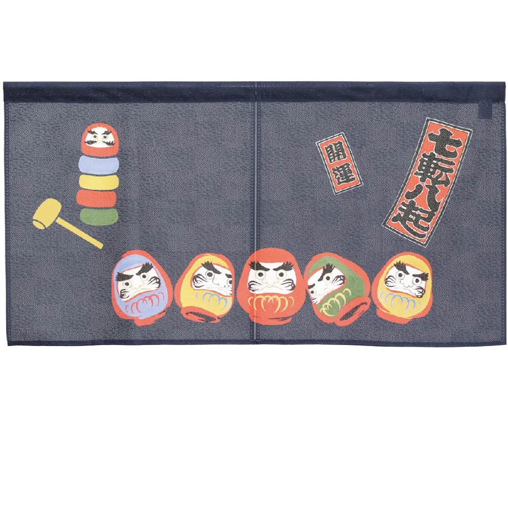日本製【コスモ】短門簾《達摩七福神》幸運藍, , large