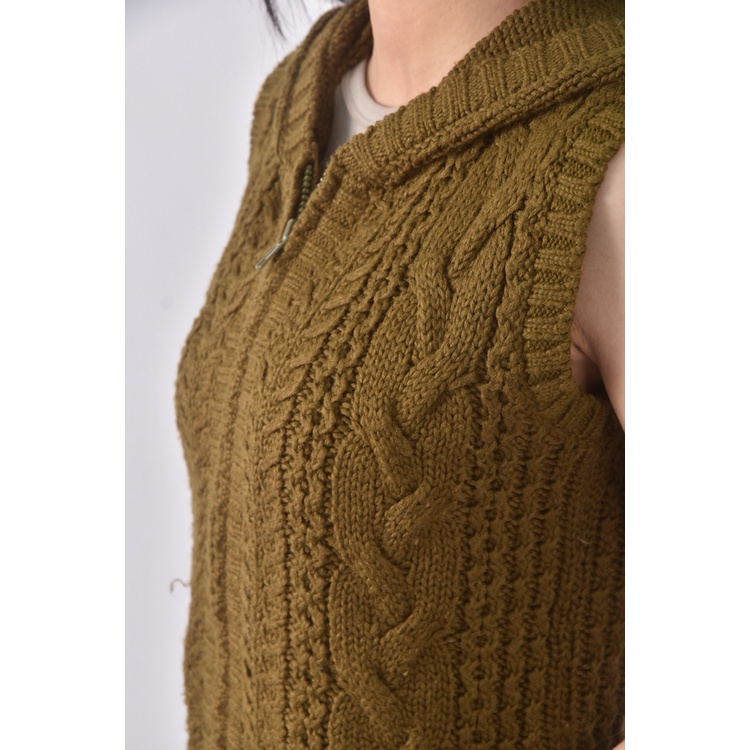 (S) seraph blanc質感羊毛連帽背心綠色外套二手衣, , large