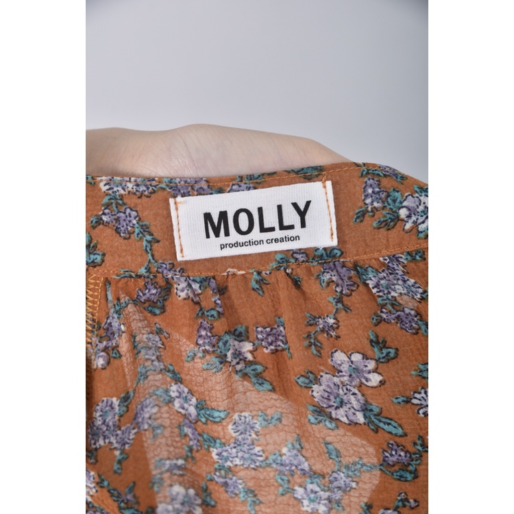 (S) molly質感紡紗橘色長袖上衣二手衣, , large