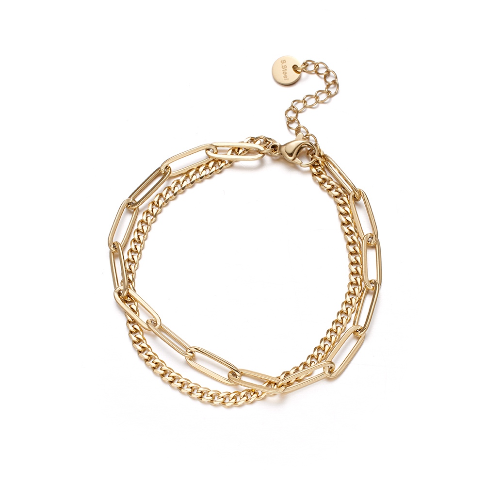 ULOO Glimmer 優雅雙層次設計手鍊-金色 UB2000310, , large