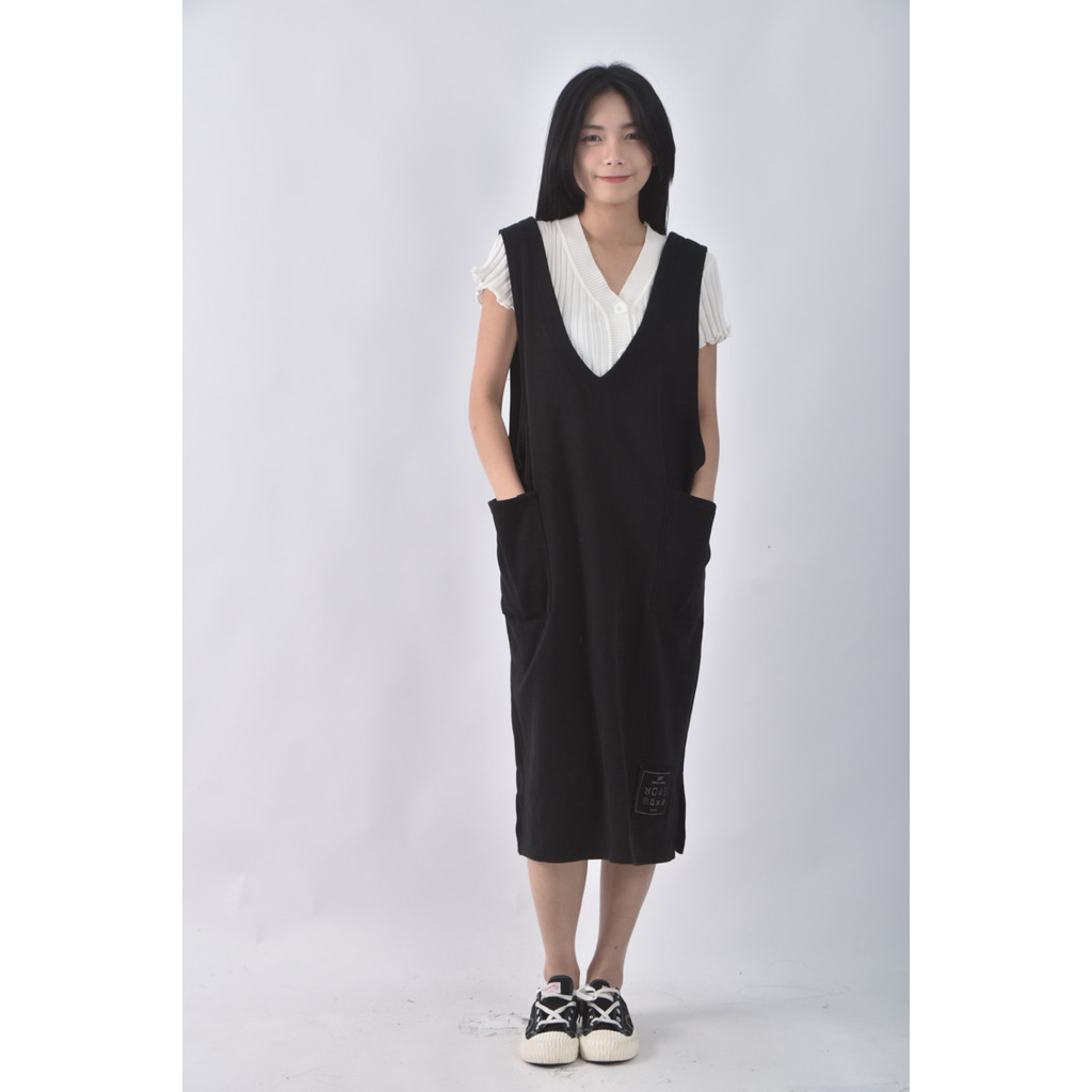 (S) sj company韓牌內刷毛黑色洋裝二手衣