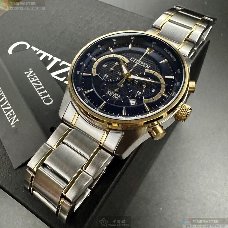 [星晴錶業]CITIZEN手錶,42mm,CI00024寶藍色錶面銀錶殼金銀相間精鋼錶帶款, , large