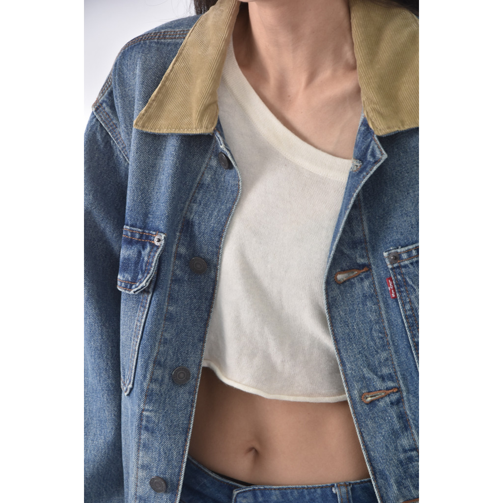 (L) levis丹寧牛仔質感藍色外套二手衣, , large