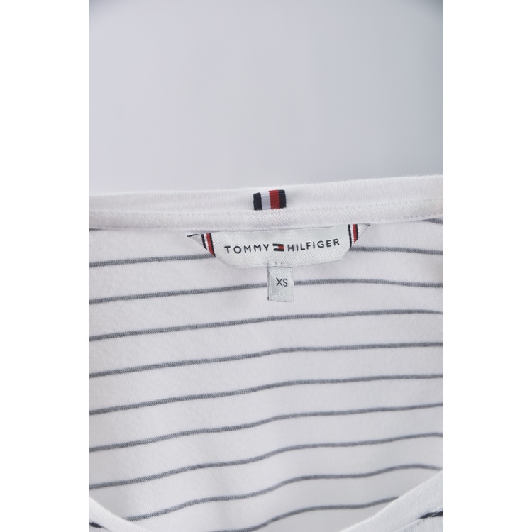 (S) tommy hilfiger棉質純棉條紋白色短袖上衣二手衣, , large