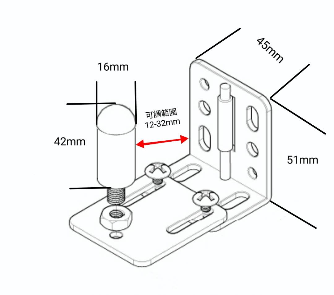 【1955 city】T-30  可調門止(板厚12-32mm} 五金配件  門止 固定輪 土地公 吊／拉門／櫥衣櫃導輪 止擺器, , large