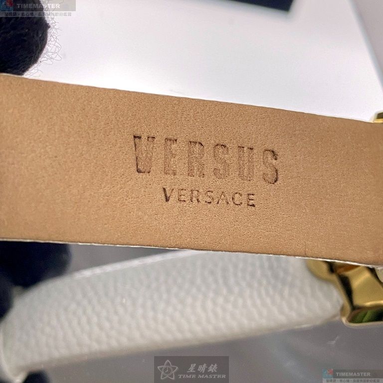 [星晴錶業]VERSUS VERSACE手錶,38mm,VV00117白色錶面金色錶殼白真皮皮革錶帶款, , large