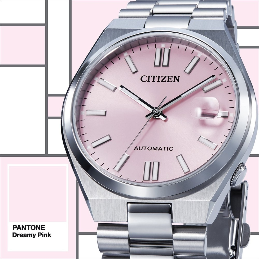 CITIZEN 星辰 X PANTONE Nowstalgia 限定夢幻粉 經典機械錶 NJ0158-89X, , large