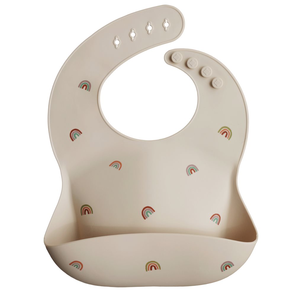 Mushie Silicone Bib - Rainbow, , large