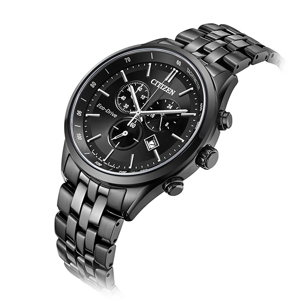 CITIZEN 星辰 光動能復古風計時手錶-急速黑 AT2145-86E, , large