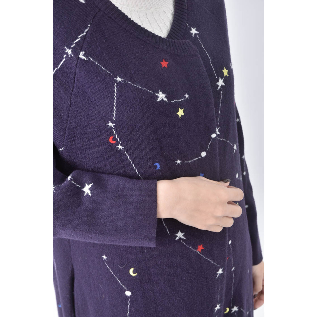 (M) dita羊毛棉質星座藍色罩衫二手衣, , large