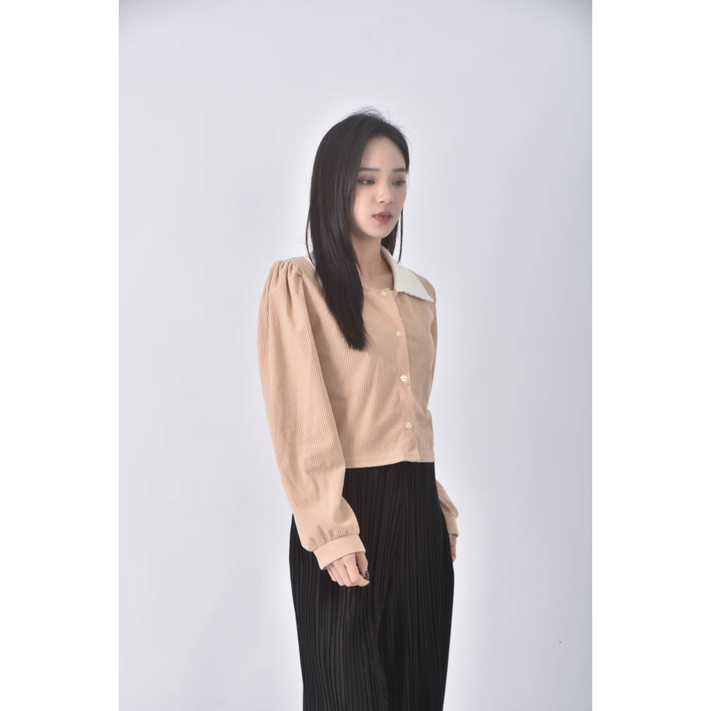 (S) miss hong韓牌短版棕色長袖上衣二手衣, , large