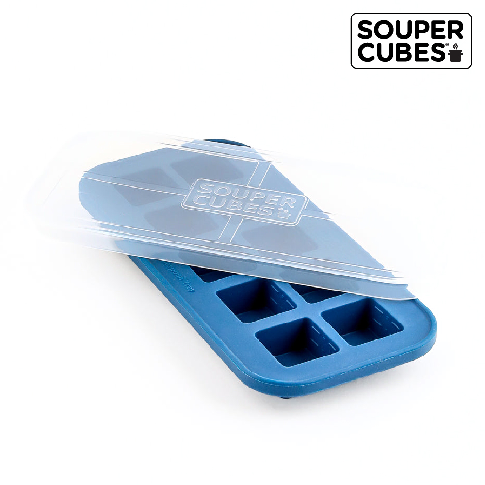 官方直營【Souper Cubes】多功能食品級矽膠保鮮盒10格_暮光藍(500ML/格), , large