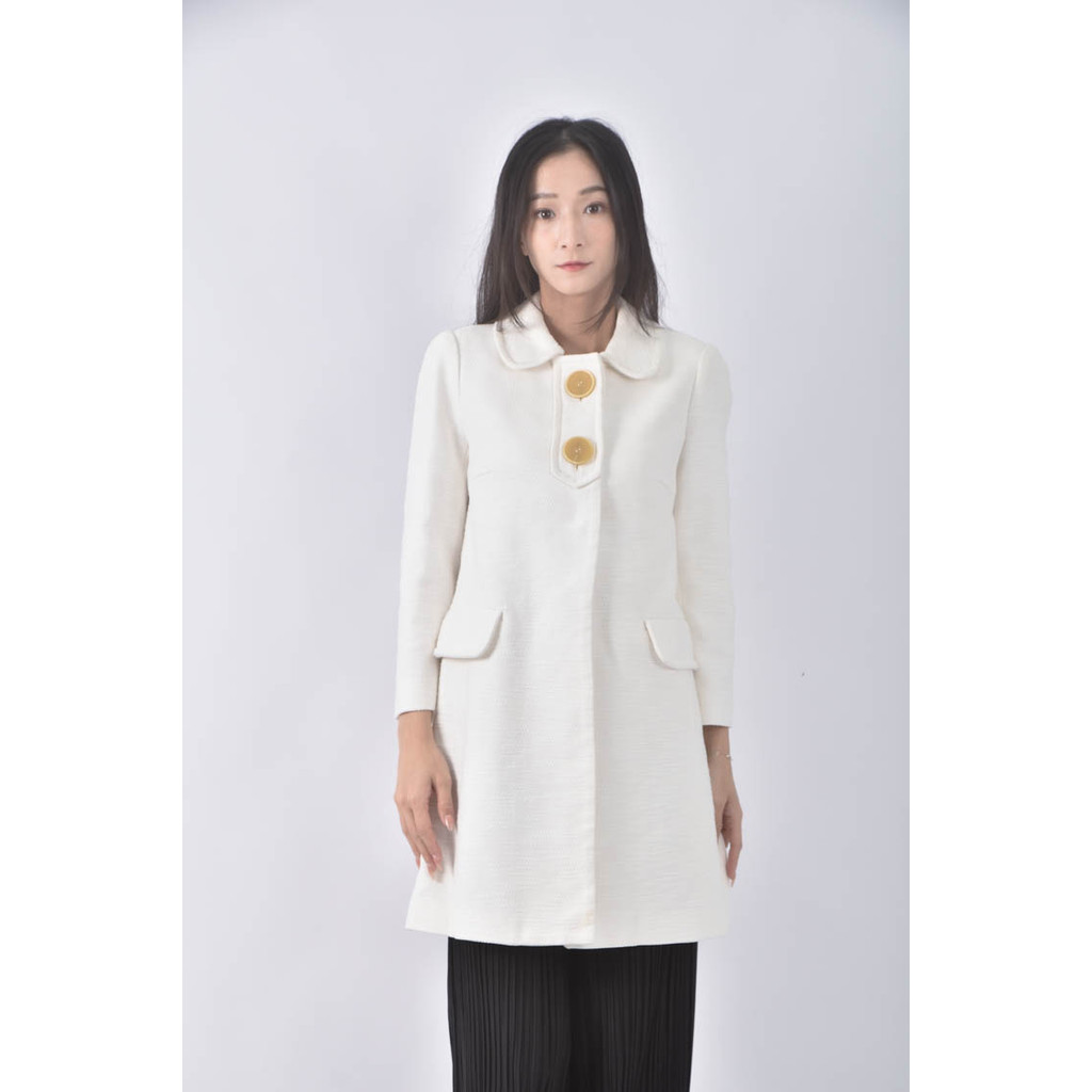 (XS（含）以下) tara jarmon領子白色外套二手衣, , large