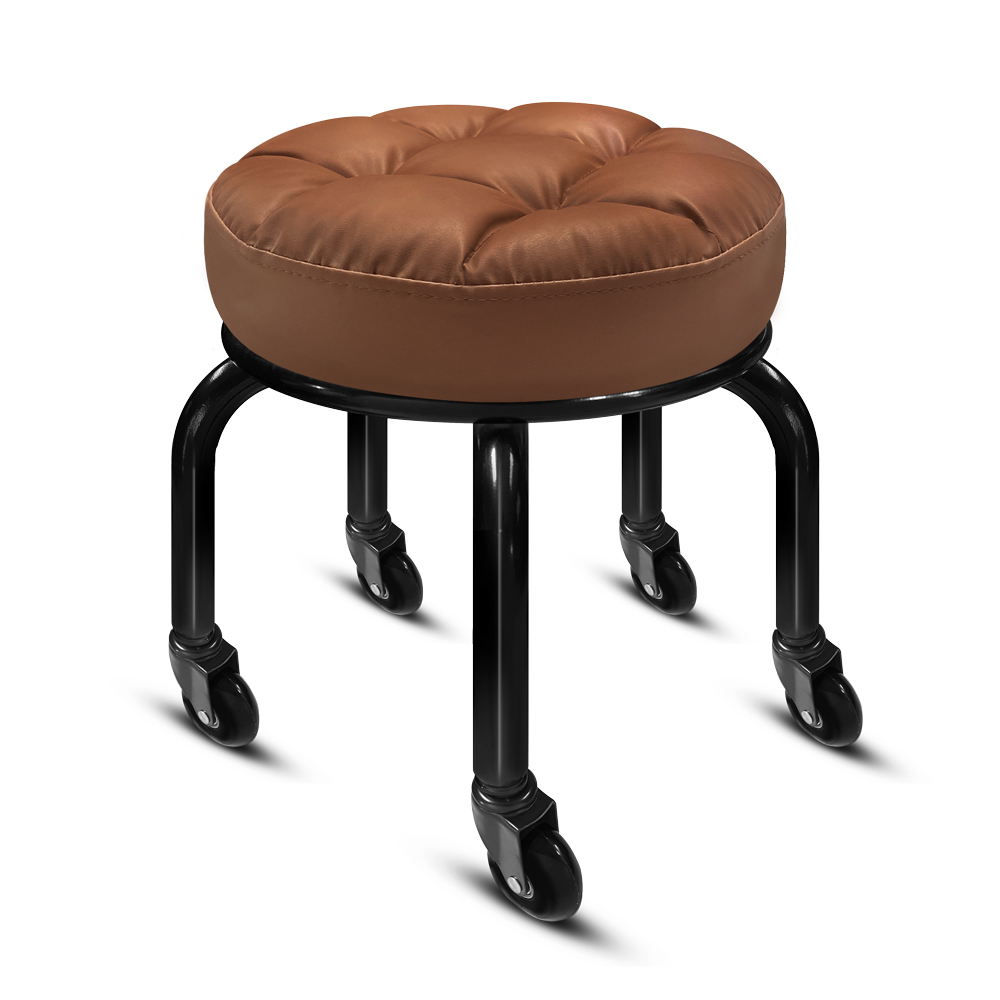 【G+居家】免組裝 動感滑輪萬用椅-黑管-深咖啡(2吋純黑輪), , large