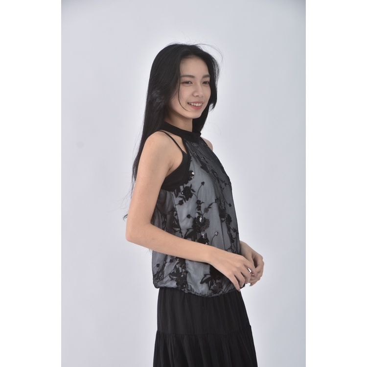 (S) ego girl質感無袖黑色上衣二手衣, , large