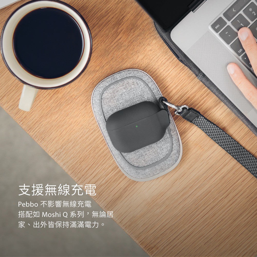 Moshi Pebbo for AirPods Pro 一代 藍牙耳機充電盒保護套 (附可拆式腕帶), , large