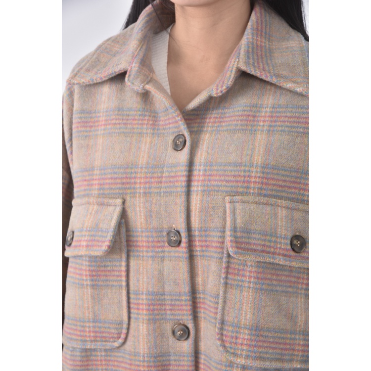 (XL) nagumo miyuki質感格紋杏色外套二手衣, , large