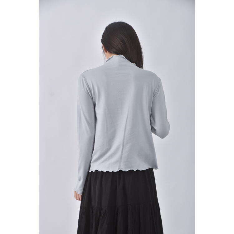 (S) jenny eyelet韓牌質感木耳邊綠色長袖上衣二手衣, , large