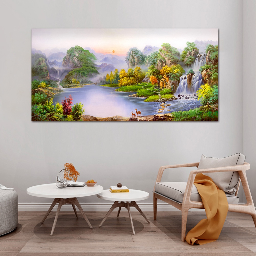 【御畫房】旭日東昇 國家一級畫師手繪油畫60&times;120cm(VF-117), , large