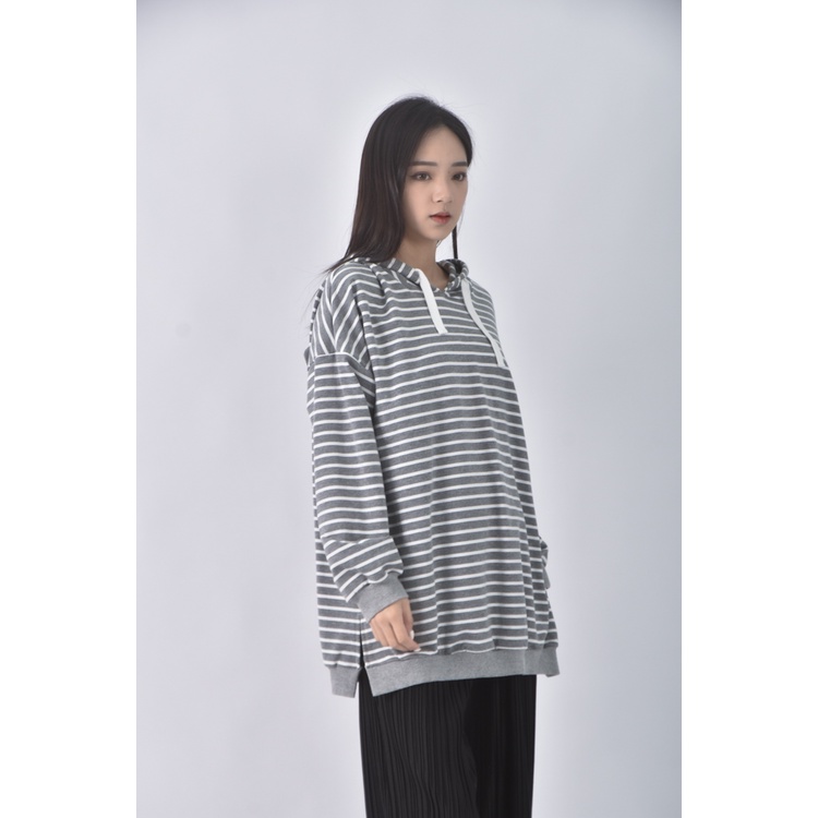 (F) dailo質感棉質純棉連帽灰色長袖上衣二手衣, , large