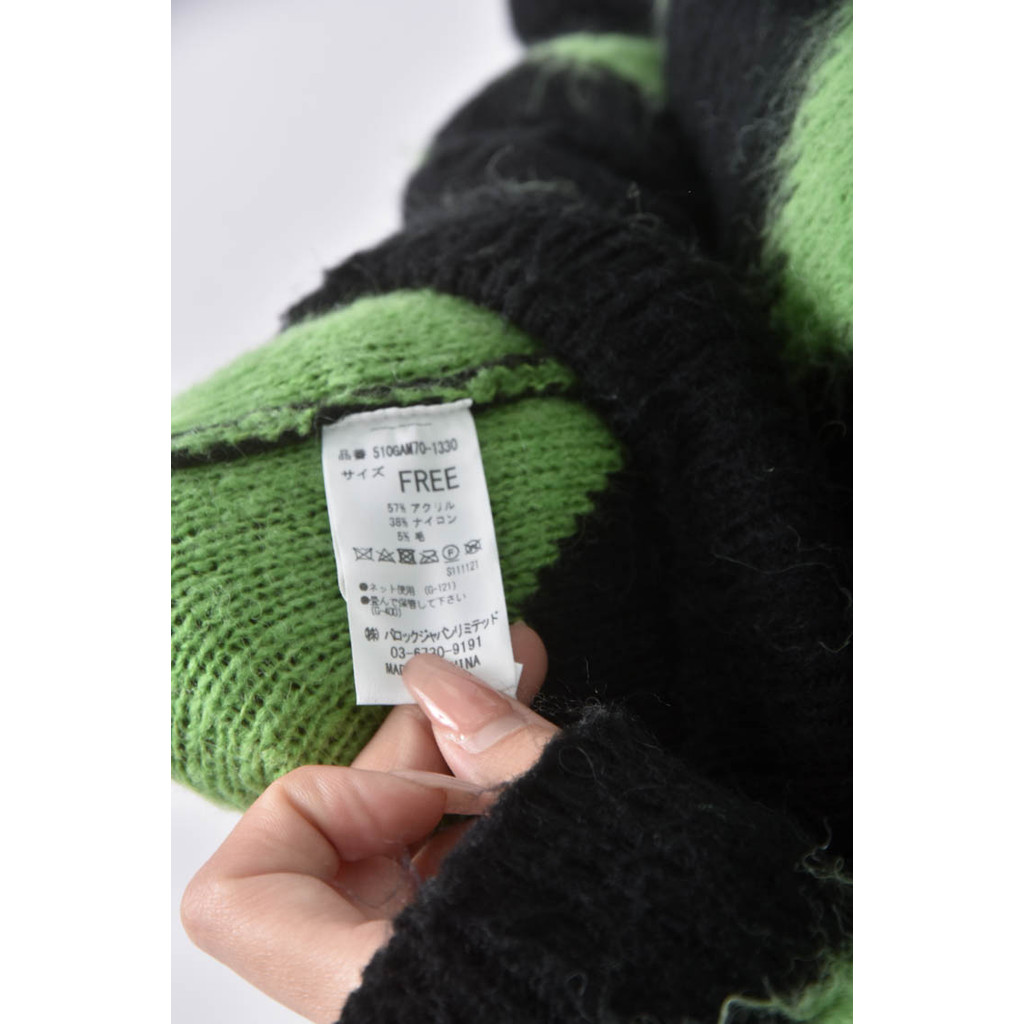 (F) lagua gem菱格紋綠色長袖上衣二手衣, , large