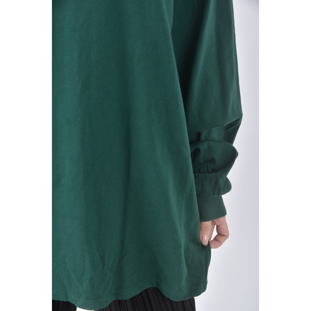 (L) net質感棉質純棉綠色長袖上衣二手衣, , large